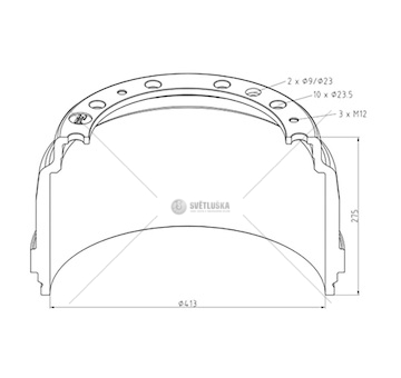 Buben brzdový 413x203 scania p,g,r,t, 94, 114, 124, 144,  0289308_A