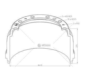 Buben brzdový 413x275 pn/zn scania p,g,r,t, 94,114,124,144,164 0064386_A