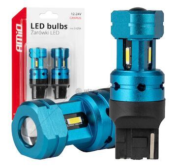 CANBUS LED žárovky T20 7440 W21W 4SMD 1860 White 12V 24V AMiO-04254