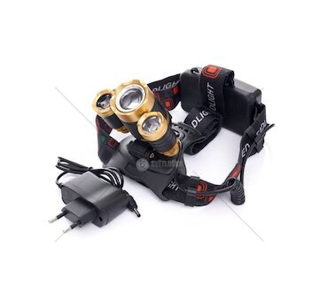 Čelovka nabíjecí 3xLED 1xT6 zoom + 2xQ5 KRAFT&DELE