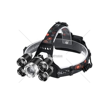 Čelovka (nabíjecí) 5xLED 1xT6 zoom + 4xQ5 KRAFT&DELE