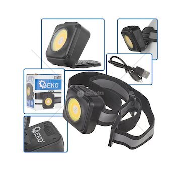 Čelovka reflektorová LED COB 3W, 500mAh, s nastavitelnou hlavou, USB nabíjení, nárazuvzdorná KELTIN
