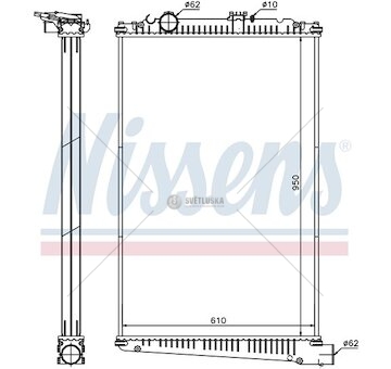Chladič vody DAF 85CF 950*648*43 bez rámu
