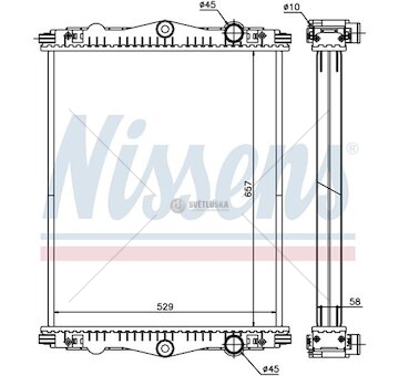 Chladič vody DAF LF 45,55 658*588*43 bez rámu