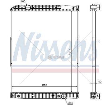 Chladič vody MB Actros (96-) 1015x810x40 bez rámu