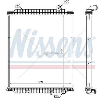 Chladič vody Renault RVI PREMIUM (05-) 811x689x48 bez rámu