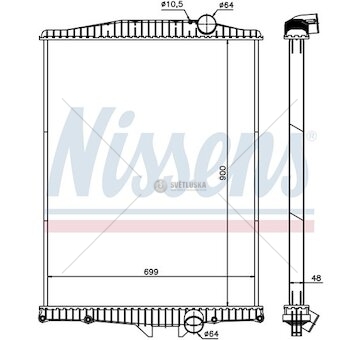 Chladič vody Volvo FM (98-) 900x699x48 bez rámu