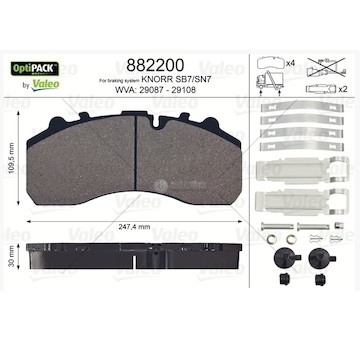 Deska brzdová 29087/29202 valeo 248x109x30 iveco, mercedes, scania, saf, bpw 0151517_A