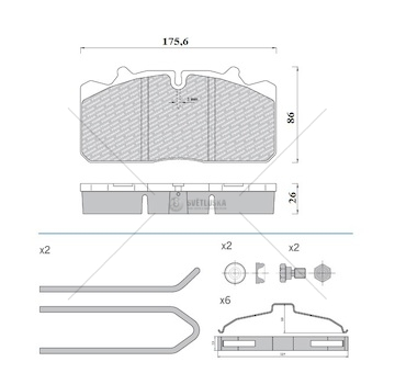 Deska brzdová 29088 bremann 175x86x26 daf 45, rvi midlum, iveco e.cargo,tector, man l2000 0180968_A