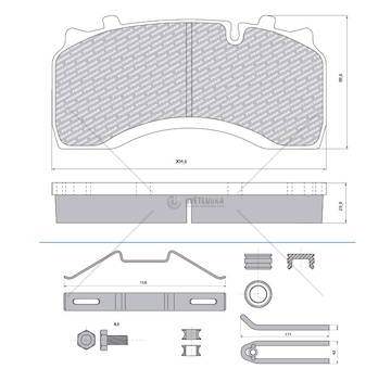 Deska brzdová 29142 bremann 205x97x30 daf lf55,rvi midlum,wabco pan 19-2 0180982_A