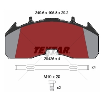 Deska brzdová 29332 textar 249,5x106,8x29,25  scania p,g,r,t  pde/ hpi / xpi euro 5 0848449_A