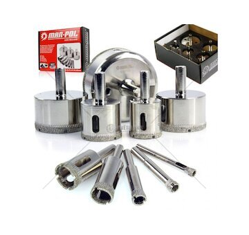 Diamantové vykružovací korunky, sada 10ks, 6-68mm, galvanizované MAR-POL