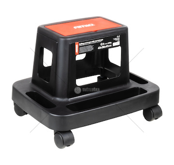 Dílenská židle na kolečkách s úložným prostorem na nářadí 150 kg AMiO-04269