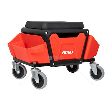 Dílenská židle na kolečkách s úložným prostorem na nářadí 150kg AMiO-04268