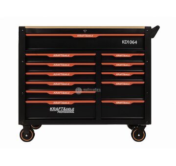 Dílenský vozík, 12 zásuvek, dřevěná deska - KRAFT&DELE