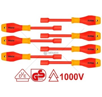 Elektrikářské šroubováky maticové, sada 7ks, industrial, TOTAL