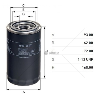 Filtr oleje h19w07 case, caterpillar, new holland 0187348_A