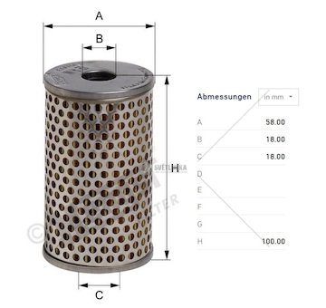 Filtr oleje hydrauliky servořízení e10h02 daf, rvi, scania, volvo 0052919_A