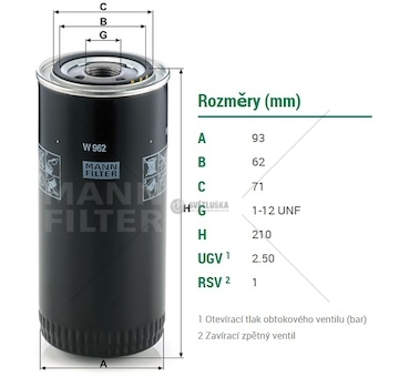 Filtr oleje john deere, iveco, caterpillar, case-steyr, tatra 815 deutz 0014839_A