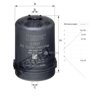 Filtr oleje odstředivky solaris urbino, temsa, van hool, daf xf od 10.2012, cf od 05.2013 0186335_A