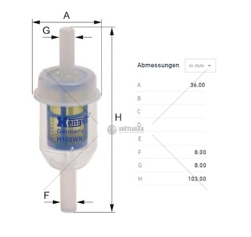 Filtr paliva bobcat 442, caterpillar série 300/ cb,  claas, terex , schaeff, wacker neuson 0044979_A