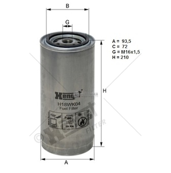 Filtr paliva h18wk04 daf 95,85,75 0032142_A