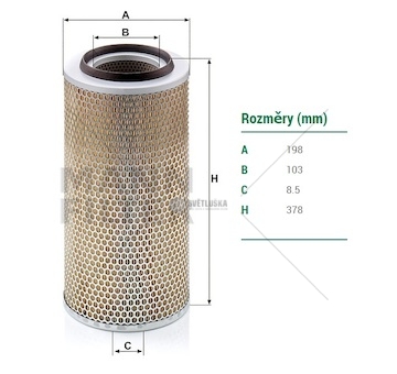 Filtr vzduchu daf, iveco, john deere, kaessbohrer, liebherr, linde, man, mercedes 0167580_A