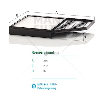 Filtr vzduchu kabiny mercedes actros mp4/mp5, antos 963, arocs 964, eactros 983, sisu pola 0255073_A
