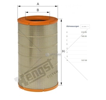 Filtr vzduchu volvo fe, rvi premium 2, kerax dxi euro 4, euro 5 0000218_A