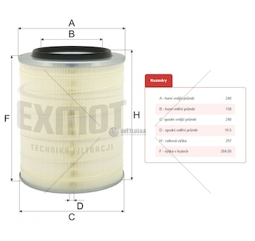 Filtr vzduchu wpo-012 iveco e.cargo, 95 - 180 0022646_A