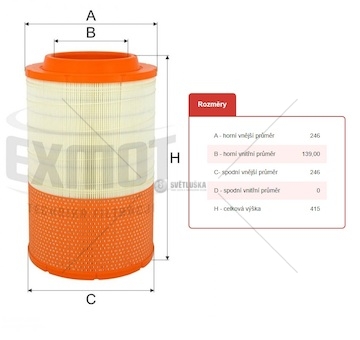 Filtr vzduchu wpo-426fr  iveco e.cargo tector i,ii /100e-320 0172400_A