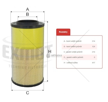 Filtr vzduchu wpo-629  daf lf45, lf55 od 01.2001 0127428_A