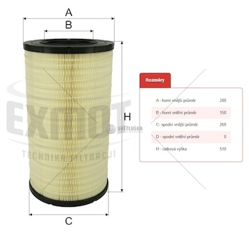 Filtr vzduchu wpo-697 daf xf105 euro 6 od 2011 0148374_A