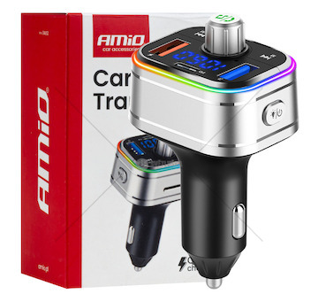 FM transmitter 1×USB-C microSD 12V 24V AMIO-04652