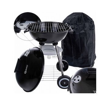 Gril na dřevěné uhlí, rošt ø41 cm s víkem a obalem GEKO