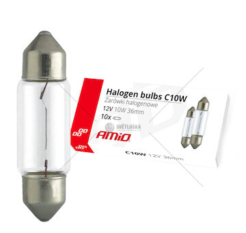 Halogenová žárovka C10W Festoon 36mm 12V 10ks