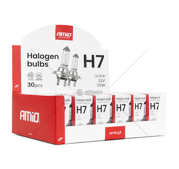 Halogenová žárovka H7 12V 55W UV filtr sada 30ks AMiO-04399
