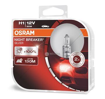 Halogenová žárovka Osram H1 12V 55W P14,5s NIGHT BREAKER SILVER +100% / 2ks