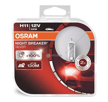 Halogenová žárovka Osram H11 12V 55W PGJ19-2 NIGHT BREAKER SILVER+100% / 2ks