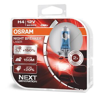 Halogenová žárovka Osram H4 12V 60/55W P43t NIGHT BREAKER LASER +150% / 2 ks