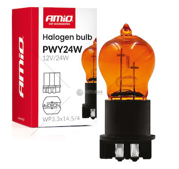 Halogenová žárovka PWY24W WP3.3x14.5-4 Amber 12V 24W AMiO-04410
