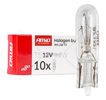 Halogenová žárovka T5 12V 1.2W W2x4.6d white 10 ks AMiO-04412