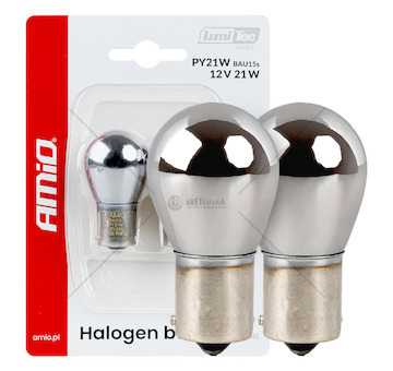 Halogenové žárovky PY21W 12V21W BAU15S LumiTec CHROME 2ks AMiO-04629