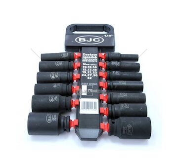 Hlavice nástrčná rázová, sada 13 ks, 1/2“, 10-32 mm, 78 mm BJC