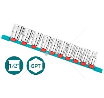 Hlavice nástrčné, sada 10ks, 1/2", industrial TOTAL