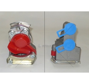 Hlavice spojovací vzduchová dvouvývod červená M16x1,5  s ventilem