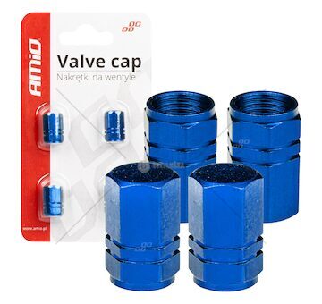 Hliníkové čepičky na ventil modré 4 ks