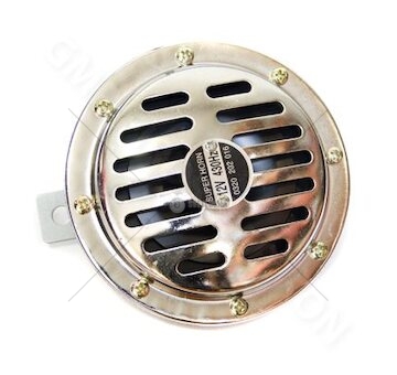 Houkačka elektrická kulatá 12V/12,5cm 400Hz stříbrná