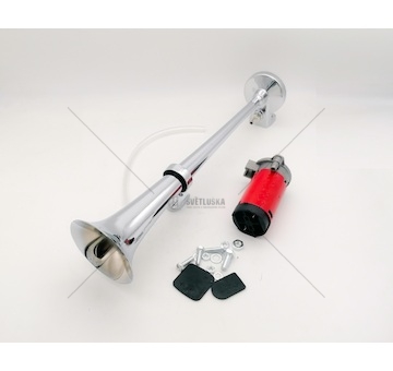 Houkačka vzduchová kulatá 12V - délka 45cm AL s pumpou