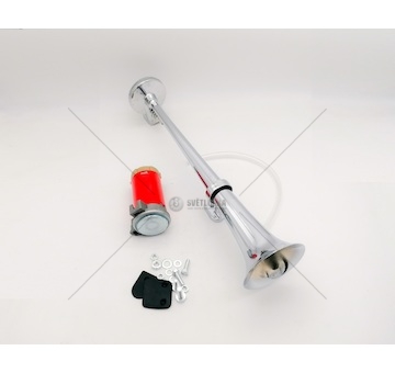 Houkačka vzduchová kulatá 24V - délka 45cm AL s pumpou